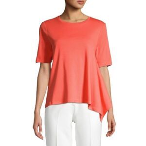 En Thread Coral Asymmetrical Short Sleeve Cotton Top Womens Size S